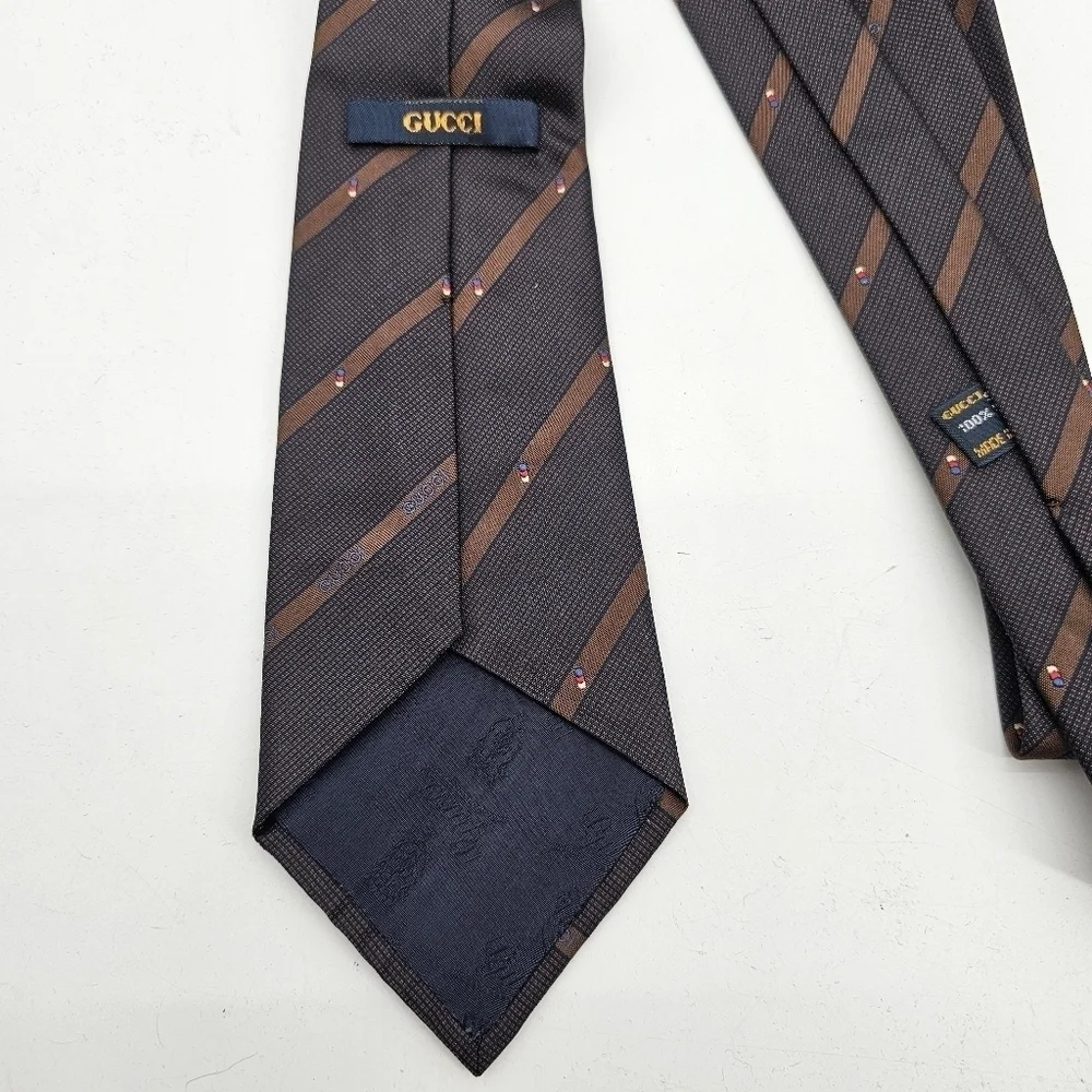 Gucci Vintage Made In Italy Silk Stripe Tie